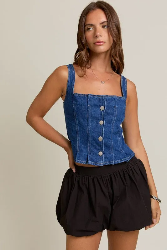 Rodeo Muse Pleated Denim Corset Top
