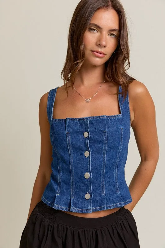Rodeo Muse Pleated Denim Corset Top