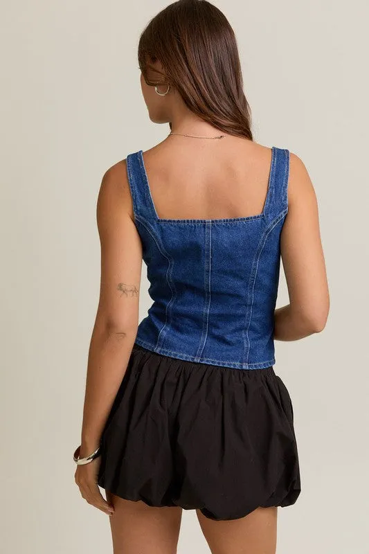 Rodeo Muse Pleated Denim Corset Top