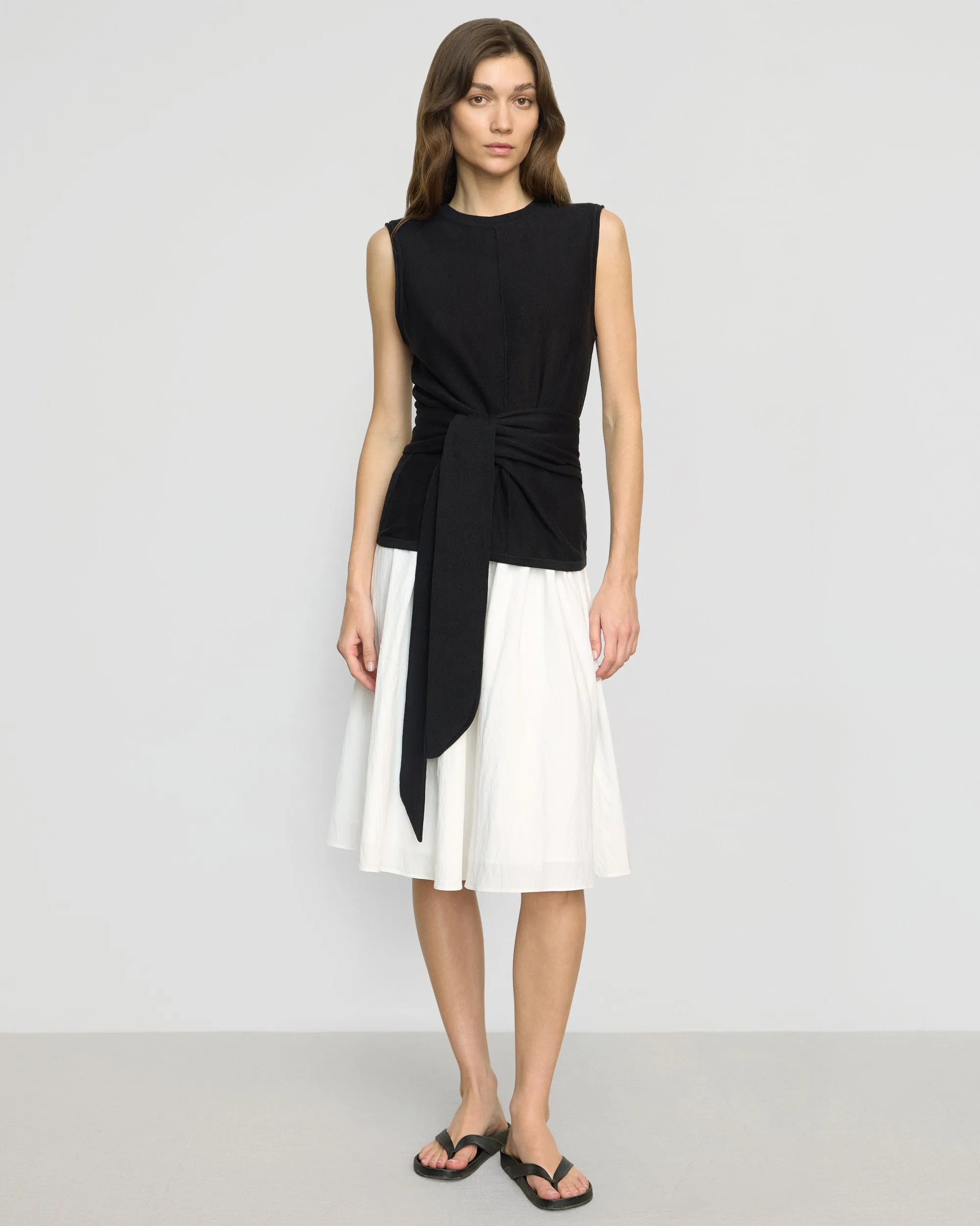 Rois Tie-Front Linen-Cotton Top