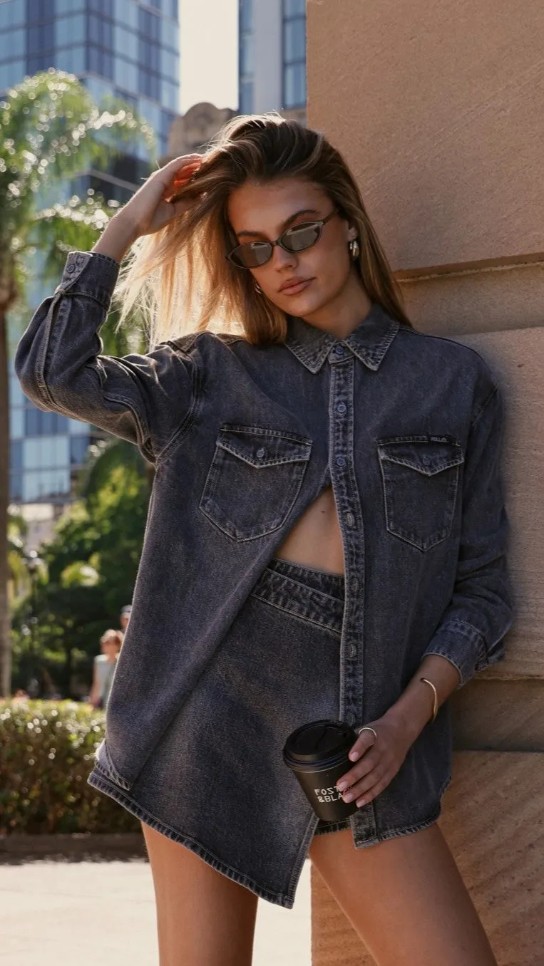Rollas Classic Denim Shirt - Black Stone