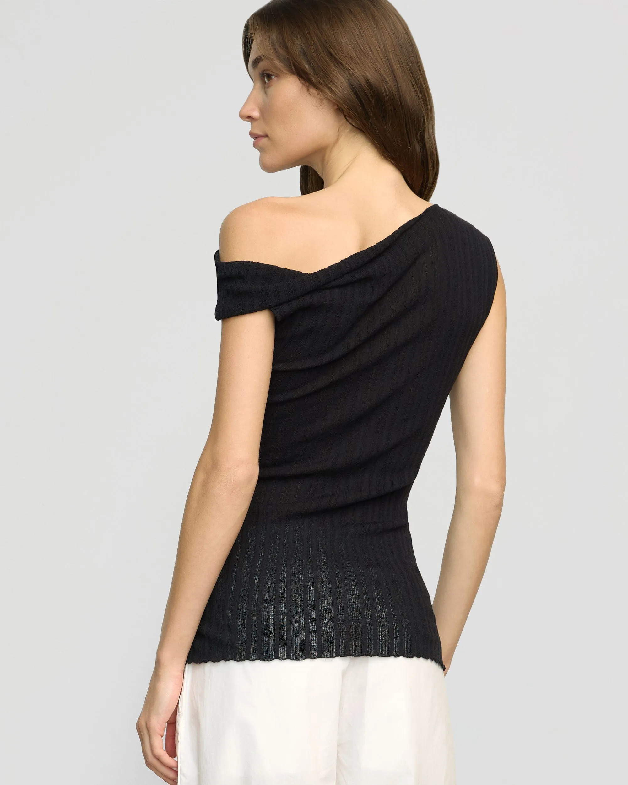 Saba Off-Shoulder Semi-Sheer Knit Top