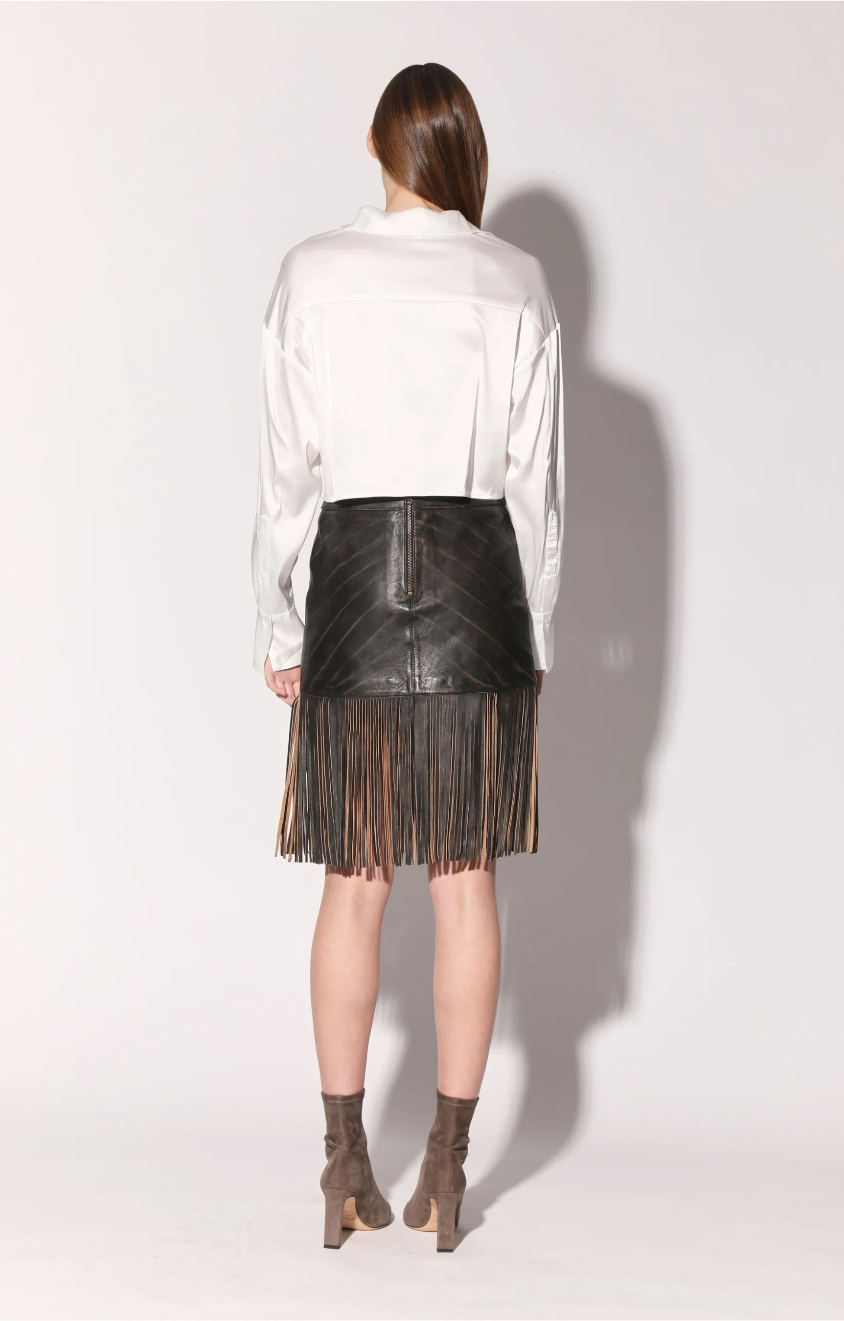 Sabrina Skirt, Black Beige - Leather