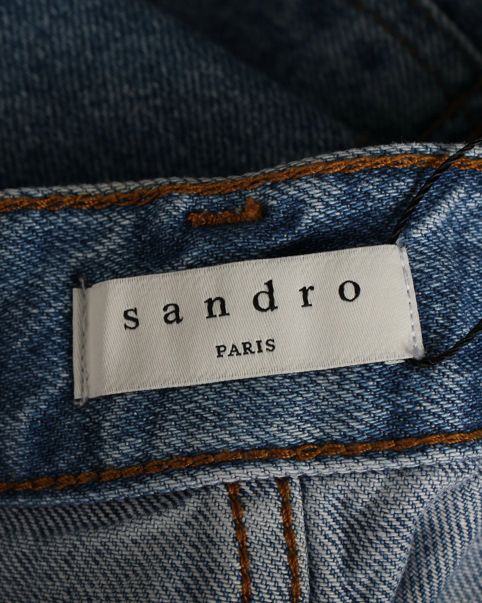 Sandro Paris Rubyn Stud-embellished Skirt in Blue Cotton Denim