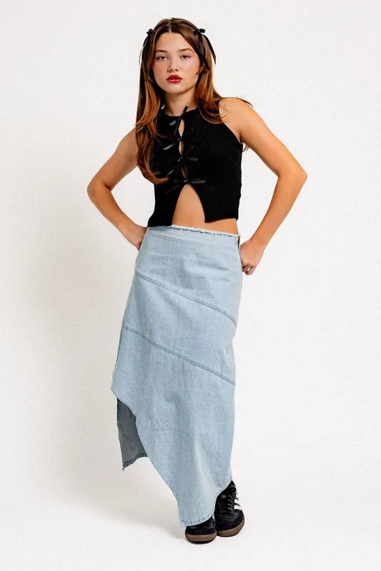 Satin Bow Sleeveless Tank Top - Small
