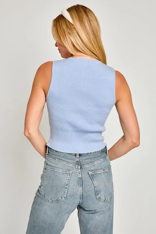 Satin Bow Sleeveless Tank Top