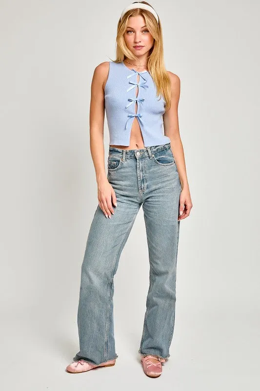 Satin Bow Sleeveless Tank Top