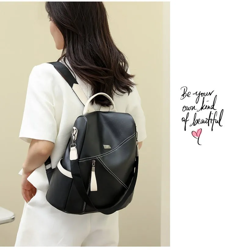Secure and Stylish: Soft Leather Women's Backpack