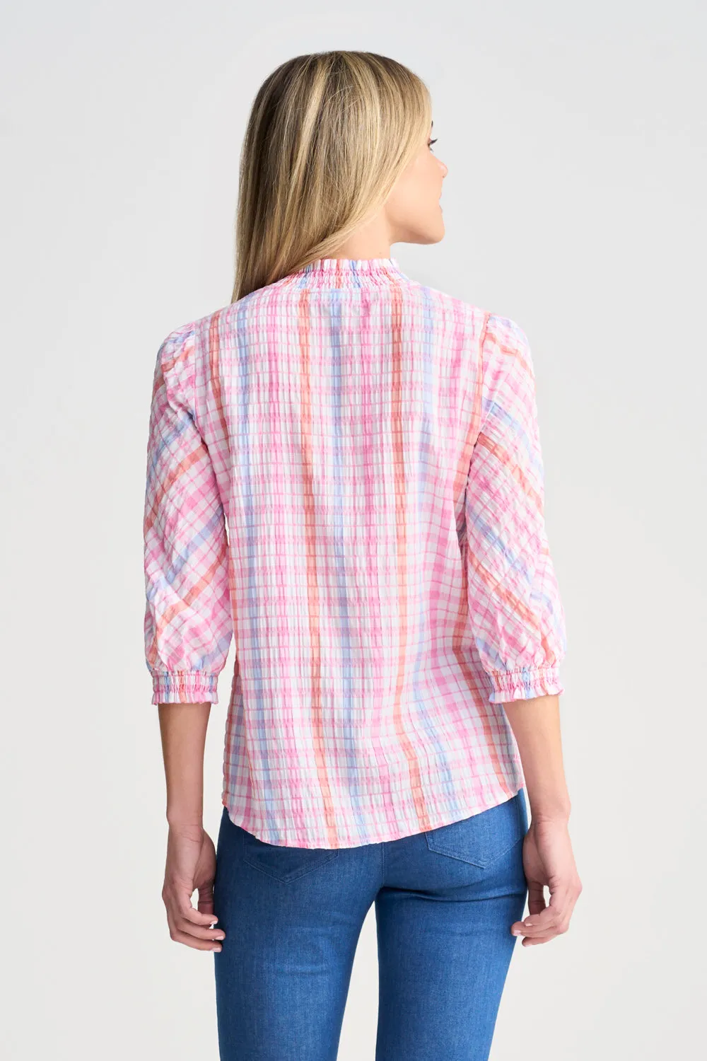 Seersucker Check Top - Pastel Check