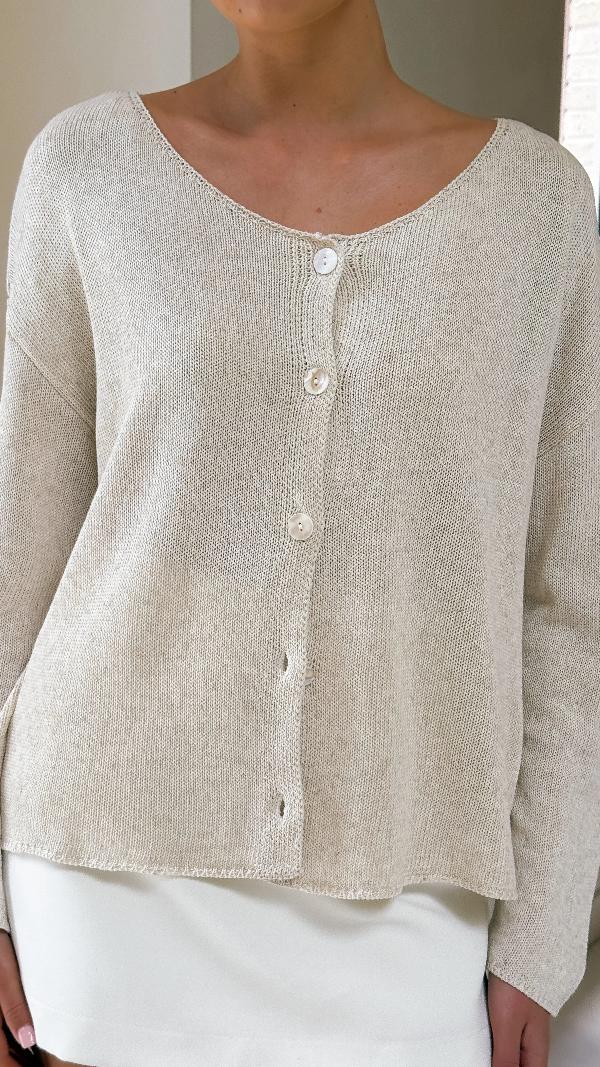 Selara Button Up Cardigan - Beige