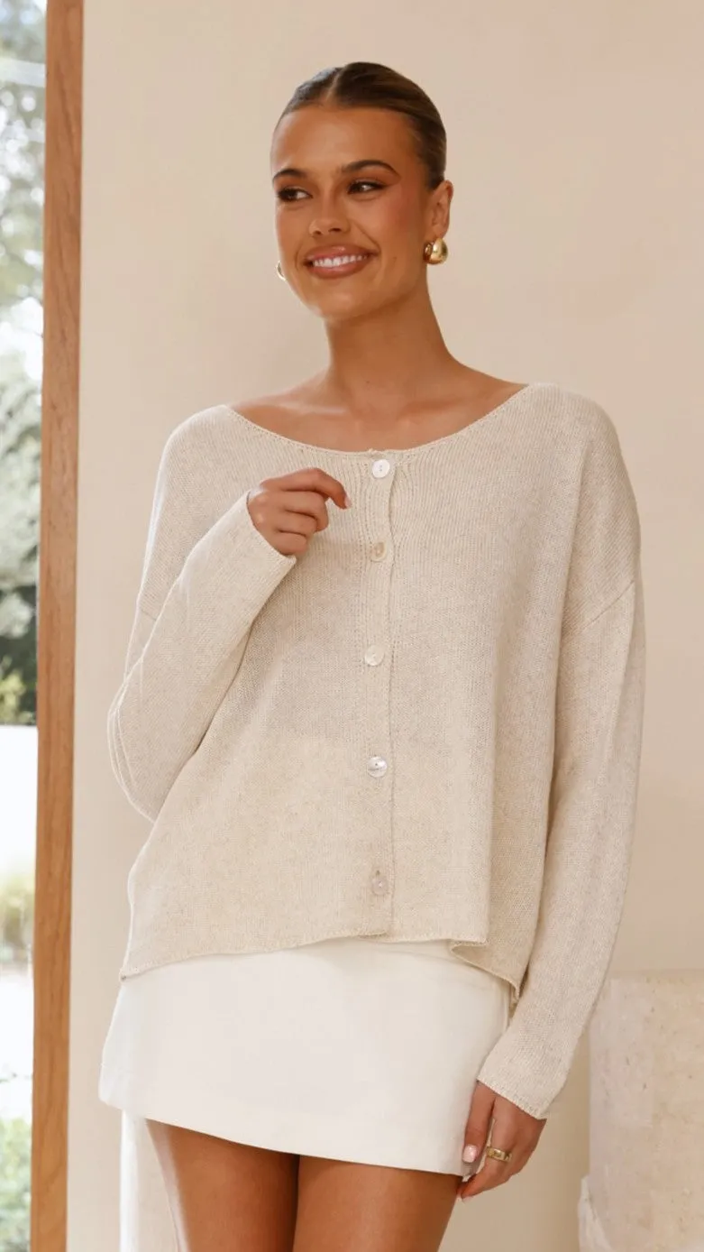 Selara Button Up Cardigan - Beige