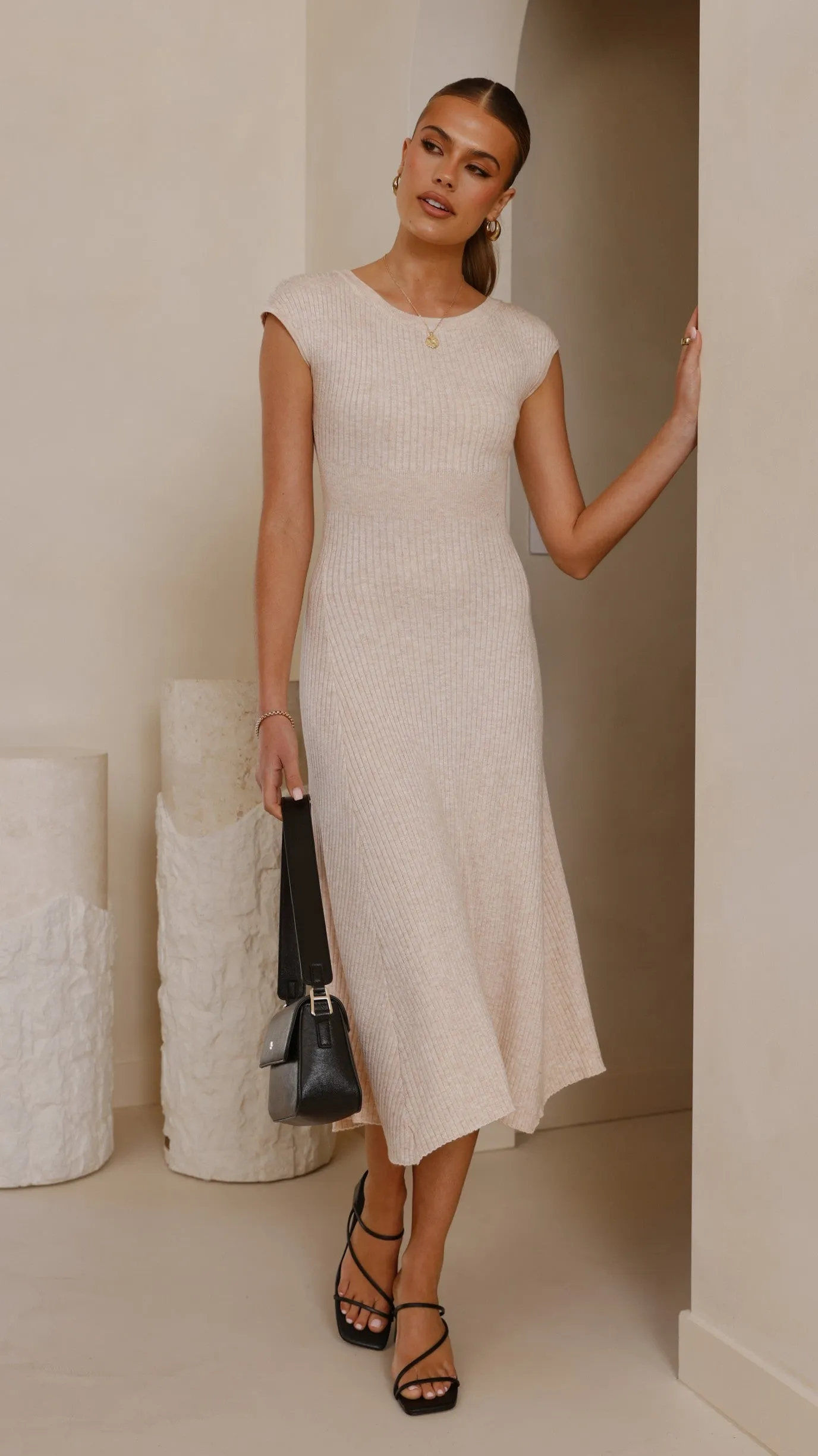 Seona Knit Midi Dress - Natural
