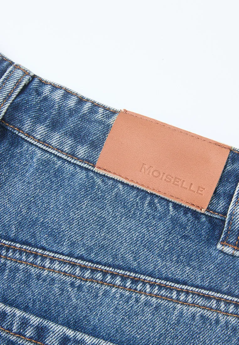 Sequin-detail Wide-leg Washed Jeans