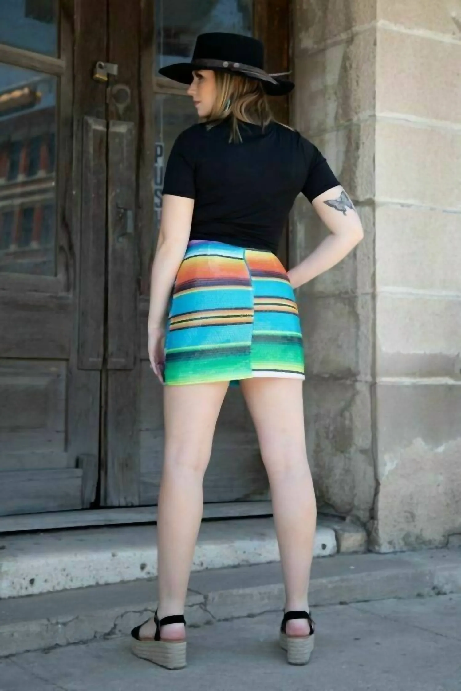 Serape Sequin Mini Skirt In Multi