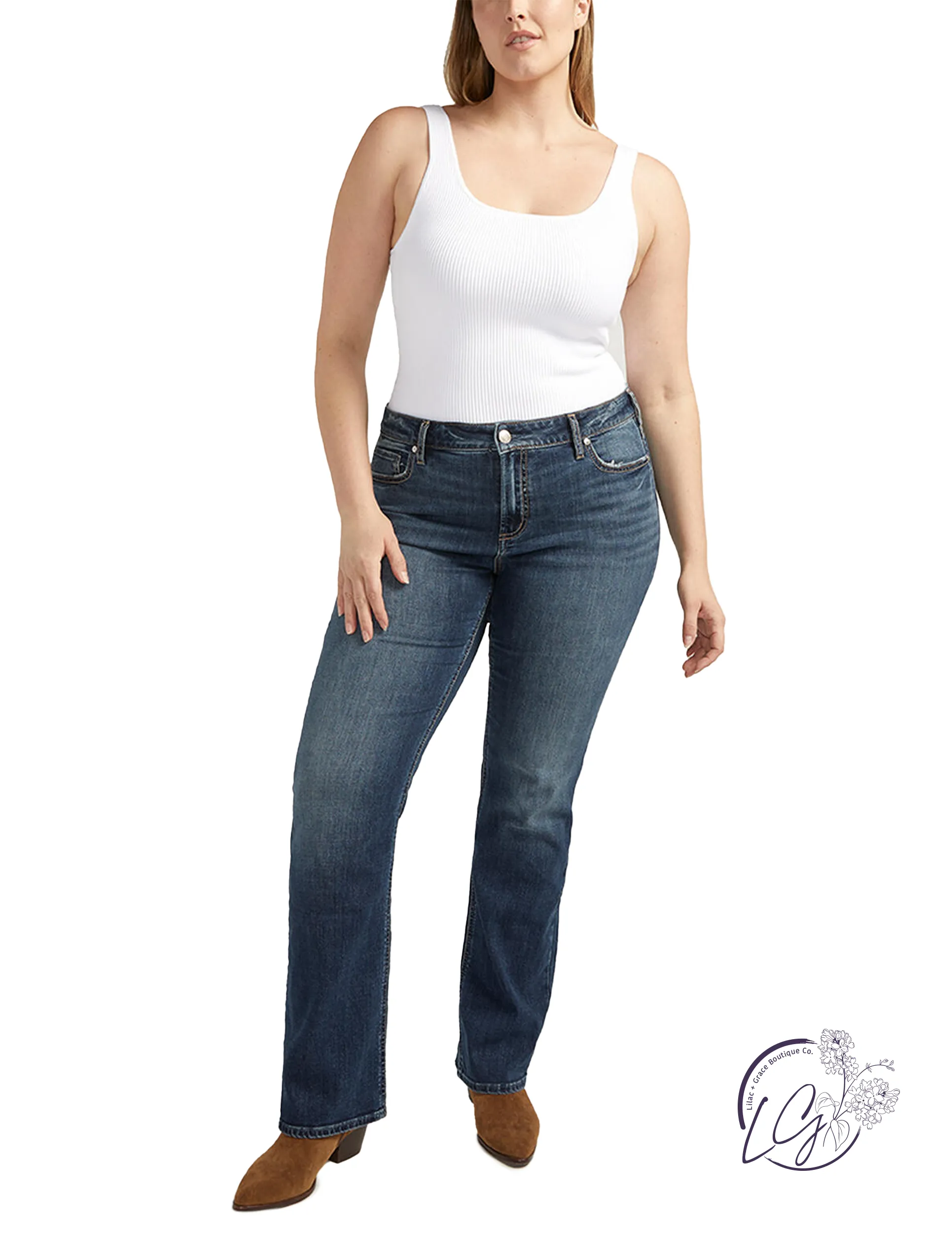 Shelby Mid Rise Slim Bootcut Jeans by Silver Jeans