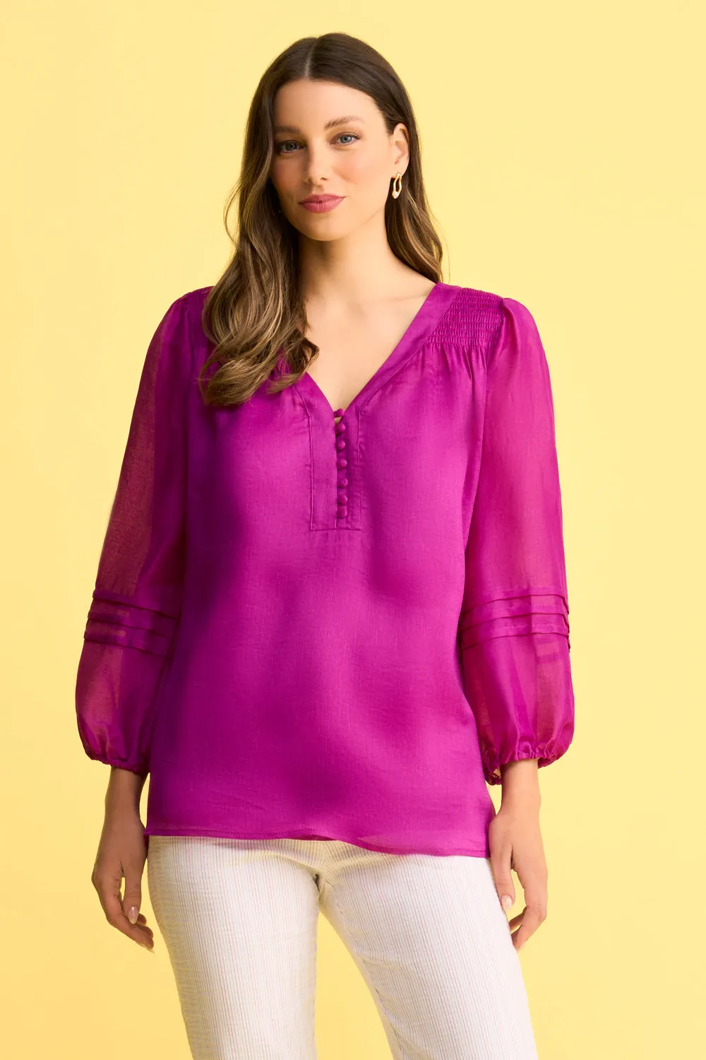 Shirred Swing Top - Fuchsia
