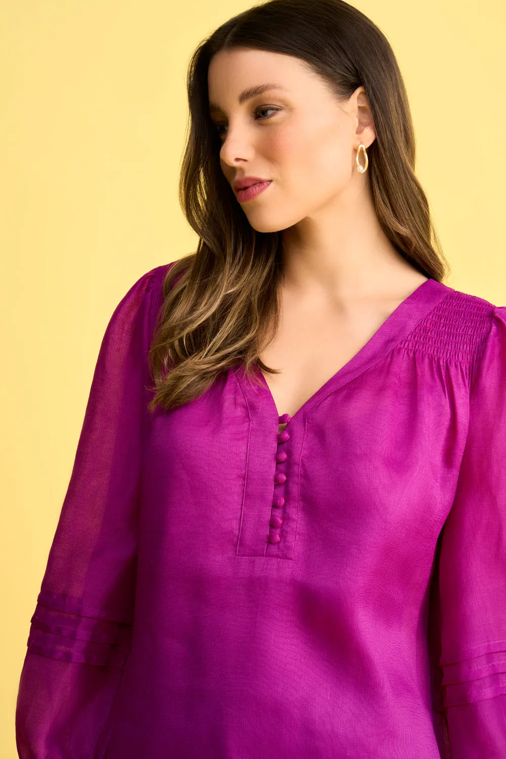 Shirred Swing Top - Fuchsia