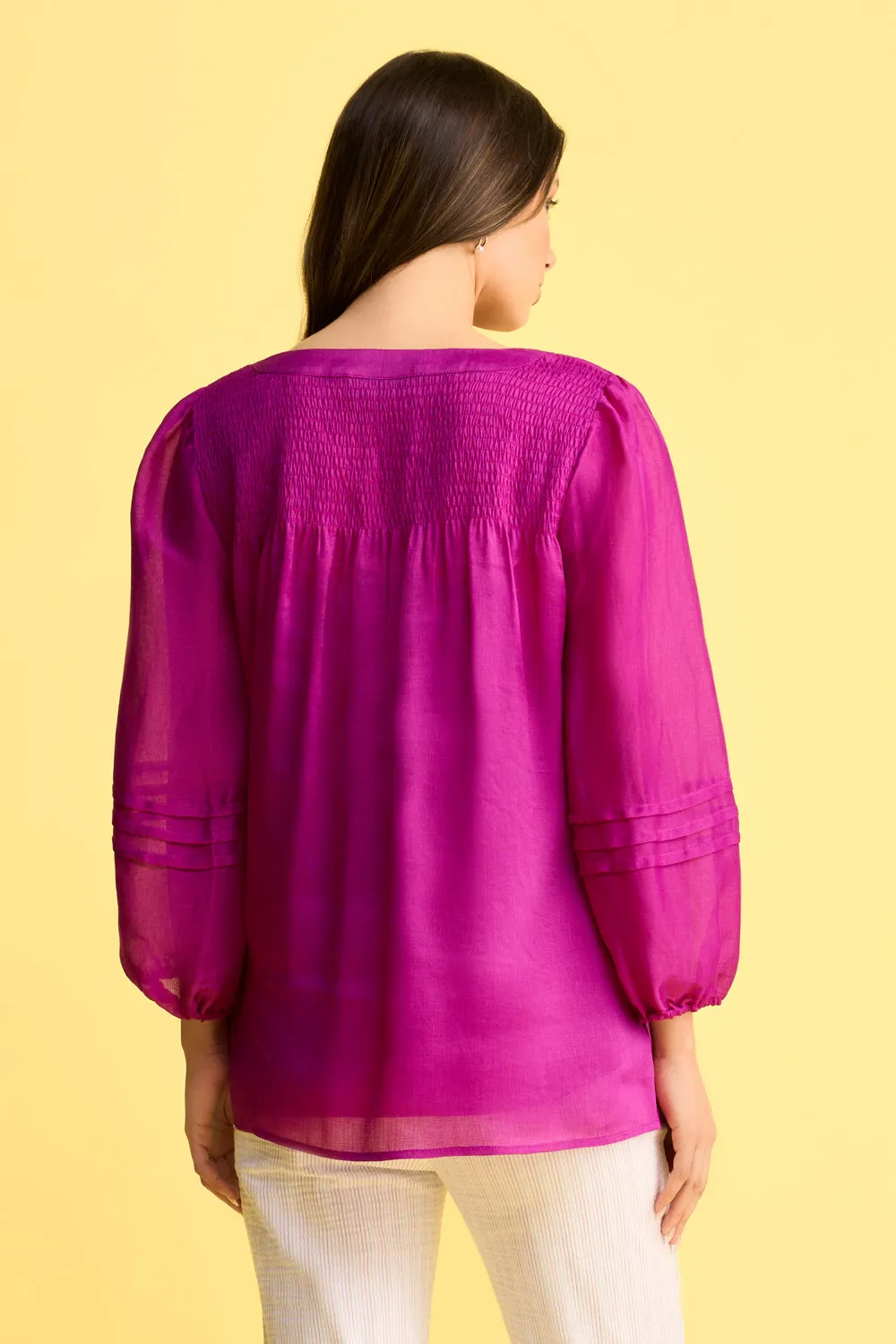 Shirred Swing Top - Fuchsia