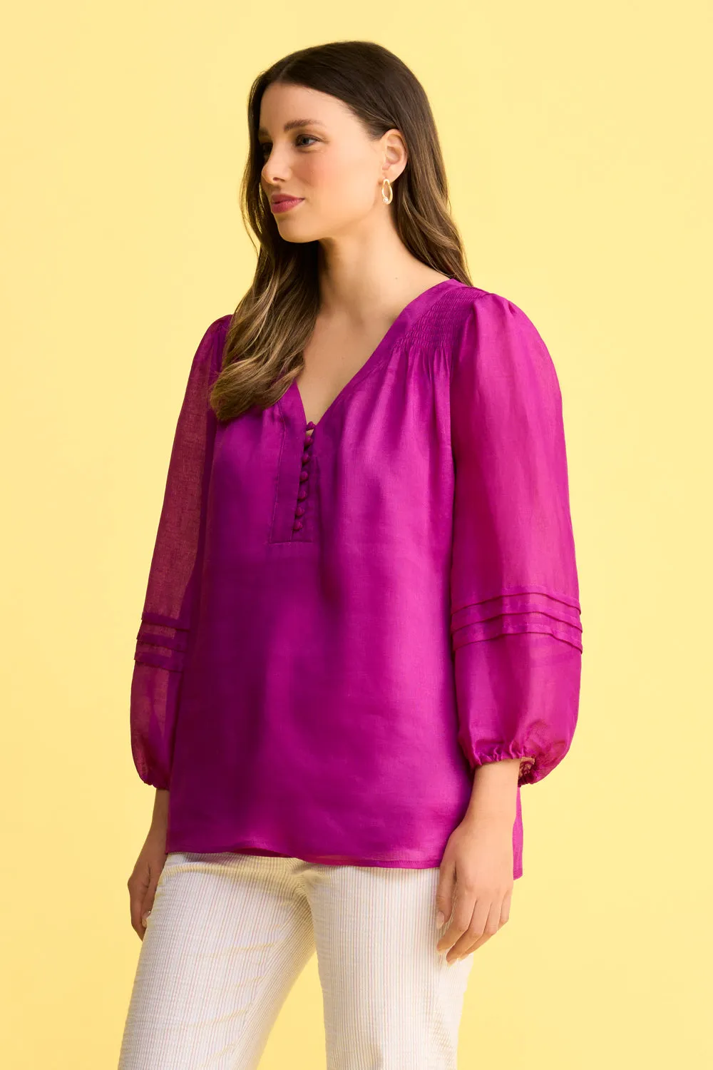 Shirred Swing Top - Fuchsia