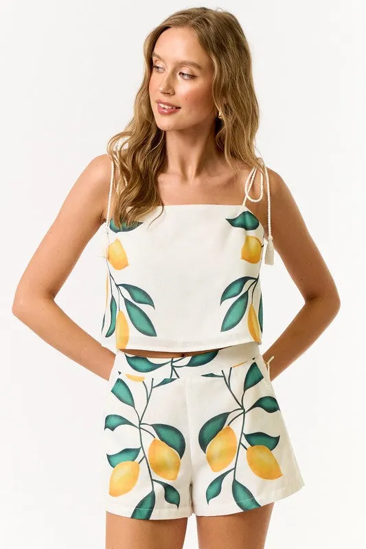 Sicilian Lemon Tie Shoulder Top