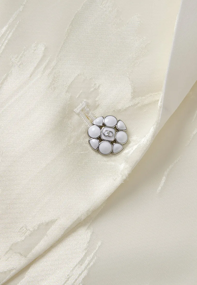 Single-breasted Jacquard Enamel-button Blazer