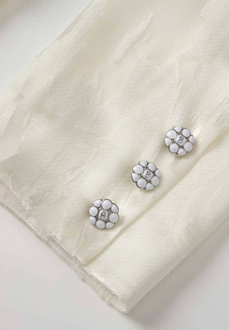 Single-breasted Jacquard Enamel-button Blazer