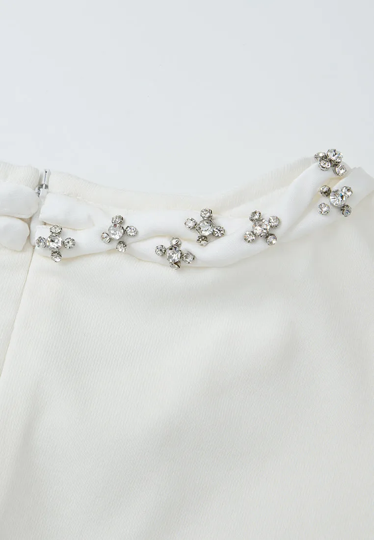 Slim-fit Braided-detail Crystal-embellished T-shirt