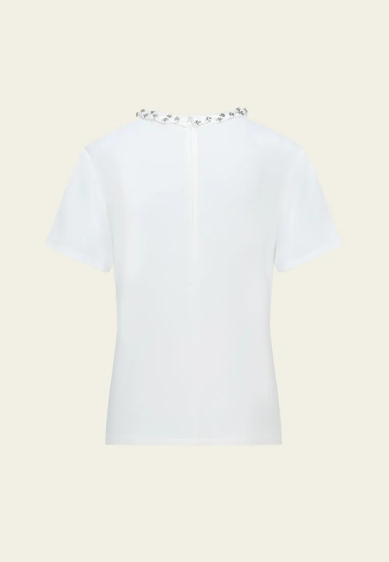 Slim-fit Braided-detail Crystal-embellished T-shirt