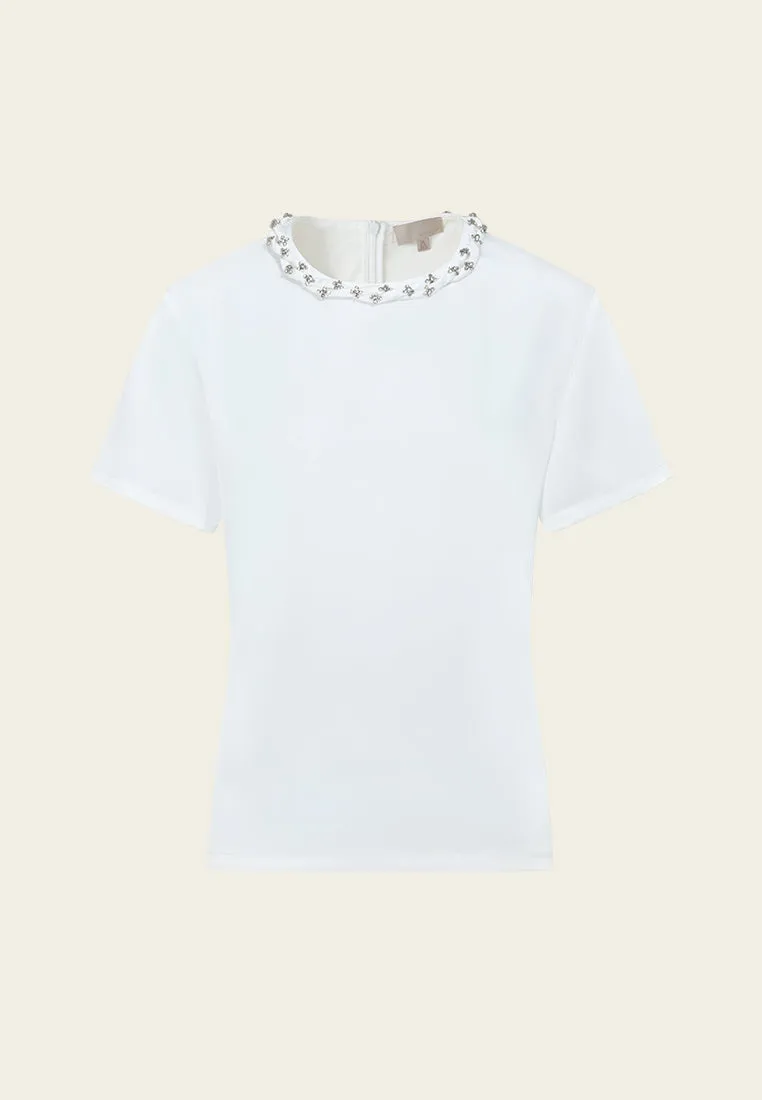 Slim-fit Braided-detail Crystal-embellished T-shirt