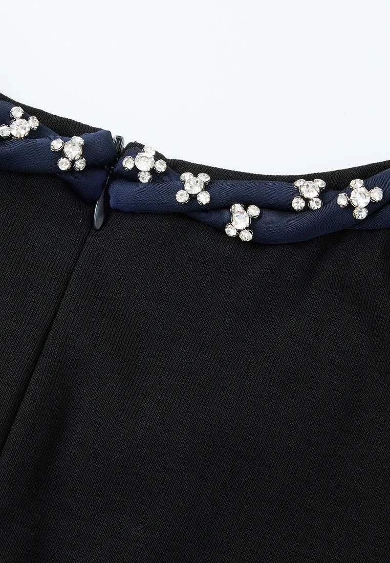 Slim-fit Braided-detail Crystal-embellished T-shirt