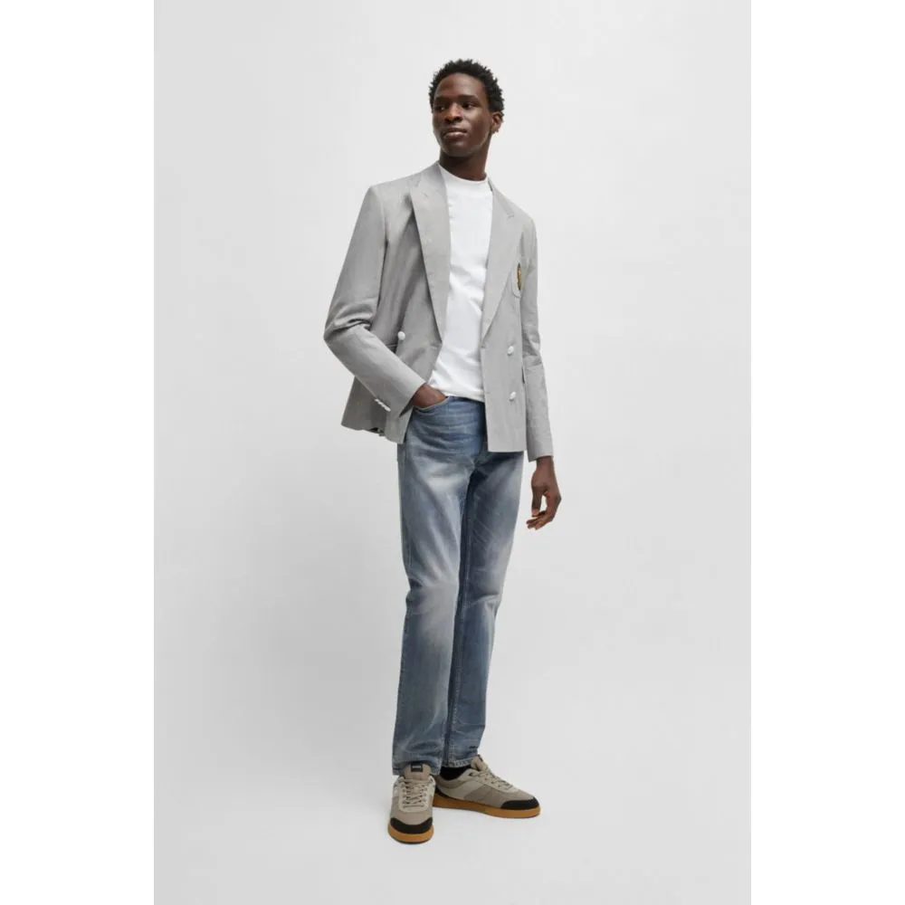Slim-fit jeans in gray-blue comfort-stretch denim