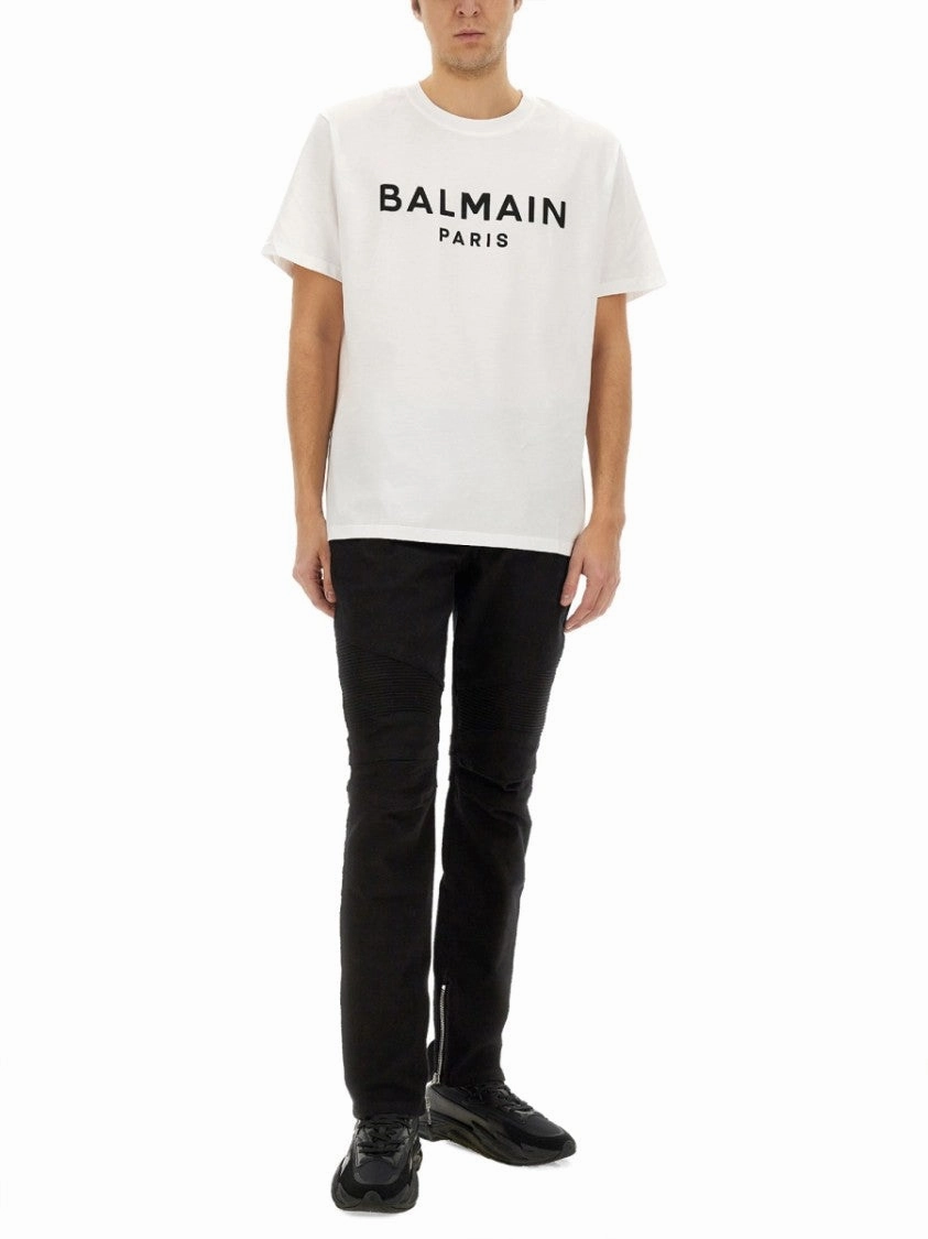 Slim-Fit Black Denim Biker Jeans