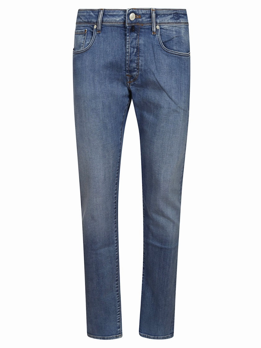 Slim-Fit Blue Cotton Jeans With Classic Design