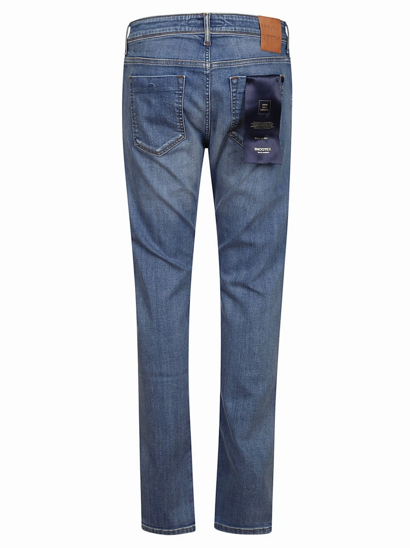 Slim-Fit Blue Cotton Jeans With Classic Design