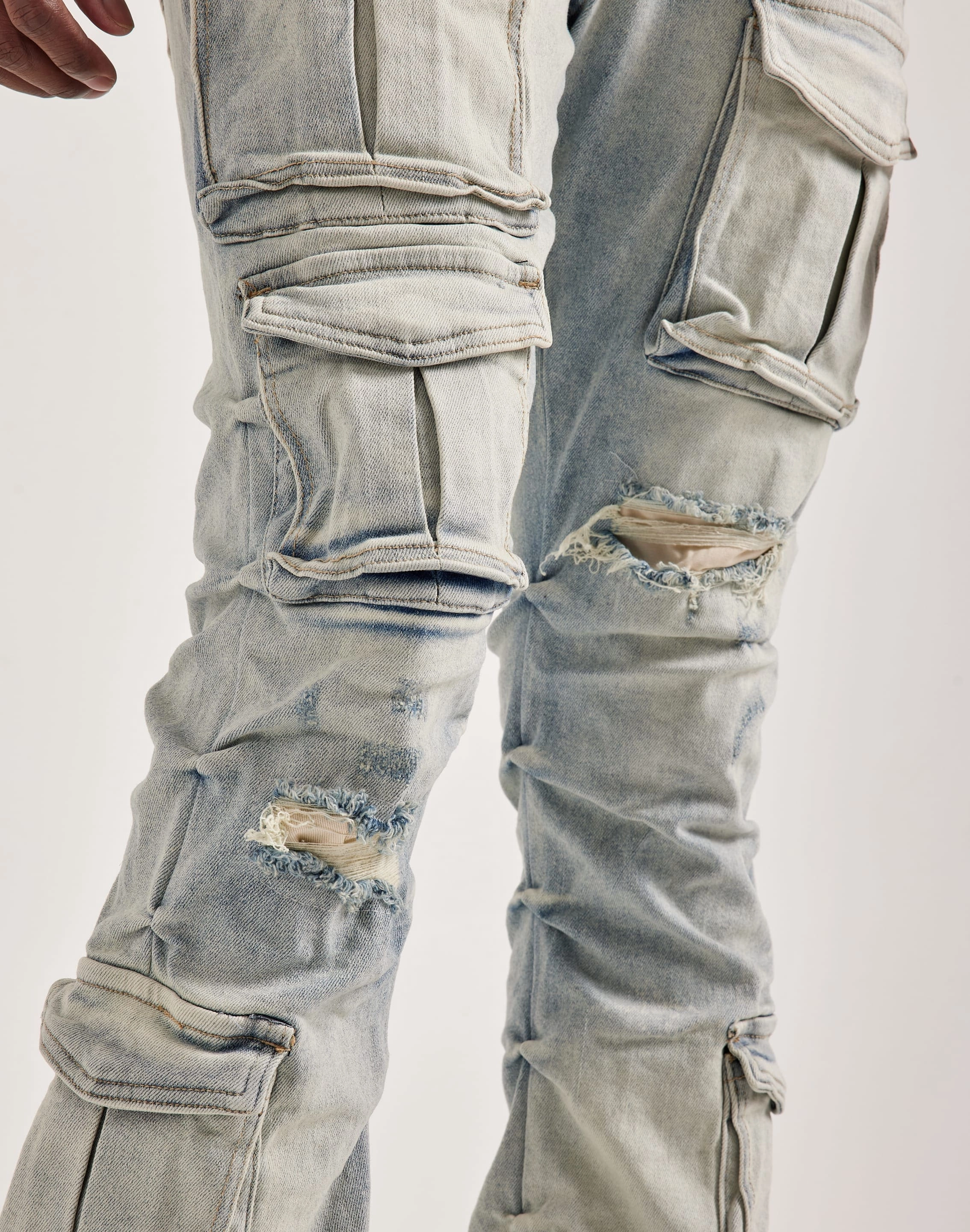 Smoke Rise Utility Pocket Stacked Flare Denim Jeans