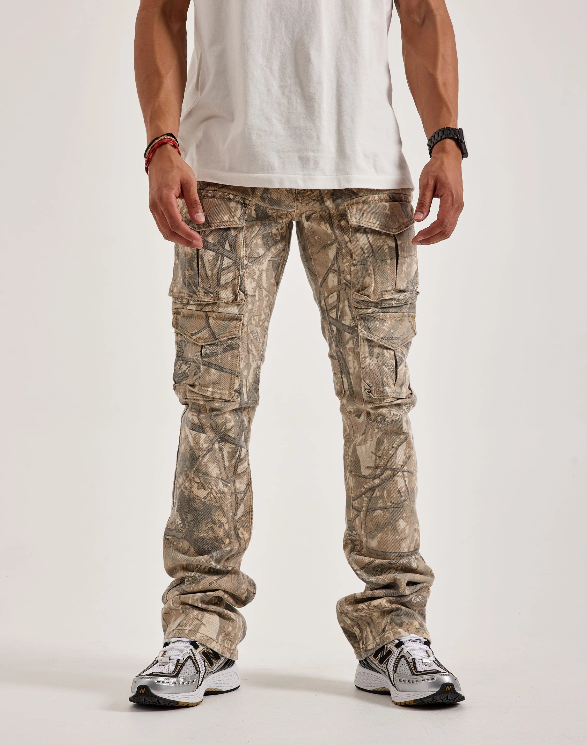 Smoke Rise Utility Stacked Flared Cargo Pants