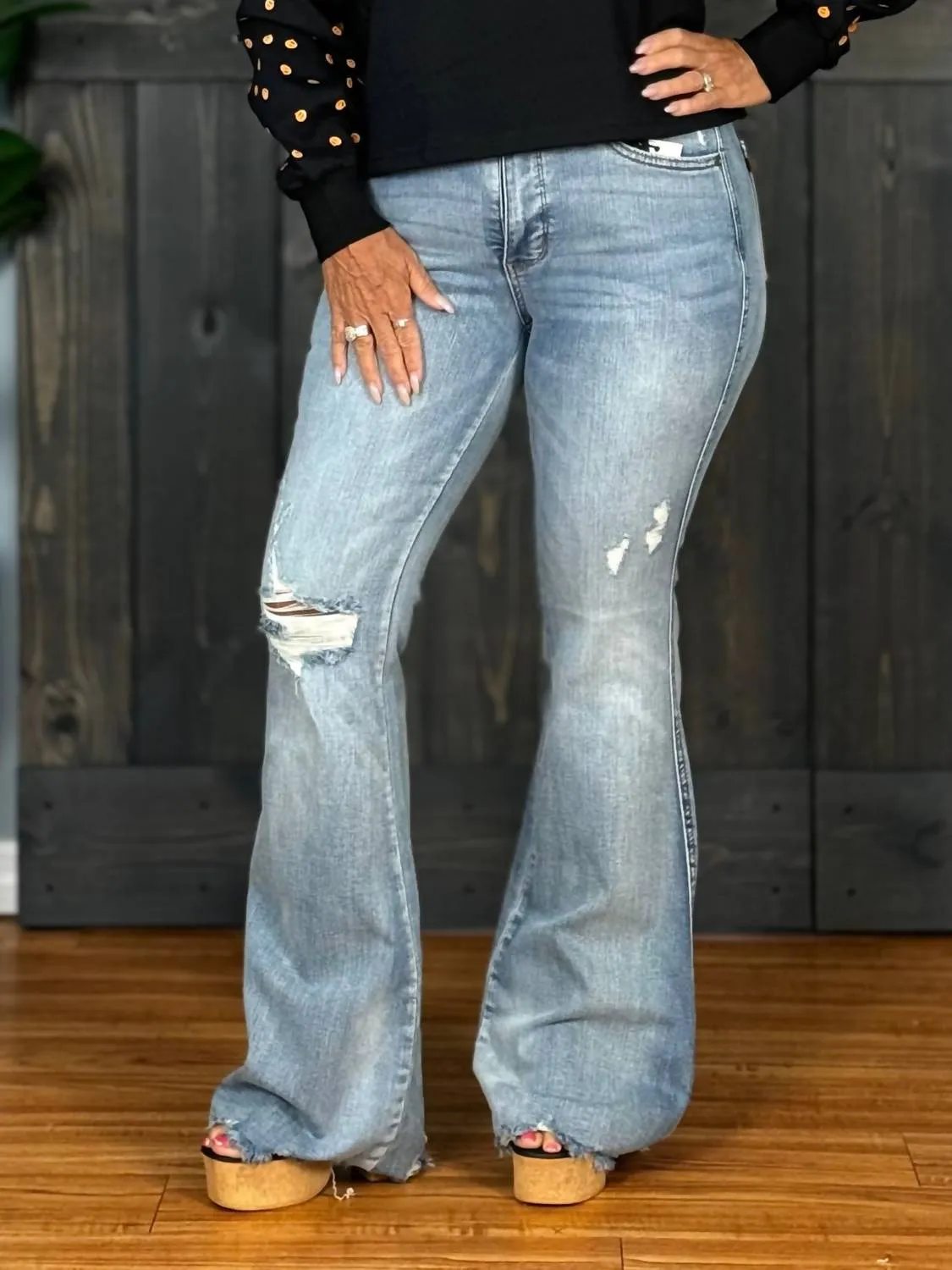 Spice It Up Flare Jeans In Light Denim