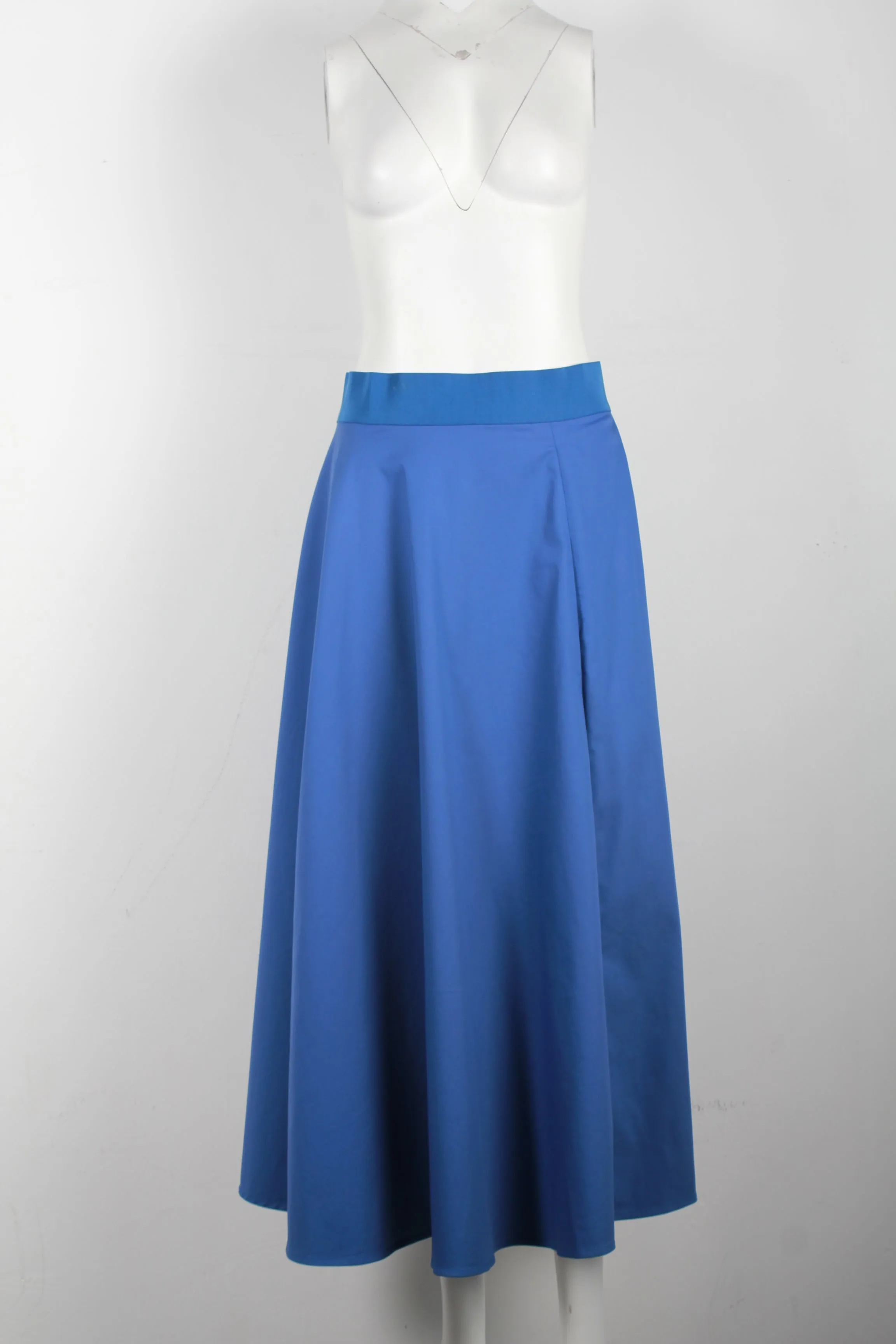 Sportmax Midi Circle Skirt in Blue Cotton
