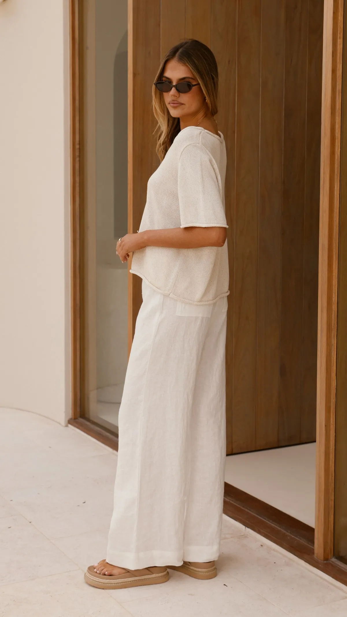 Spring Scoop Neck Tee - Natural