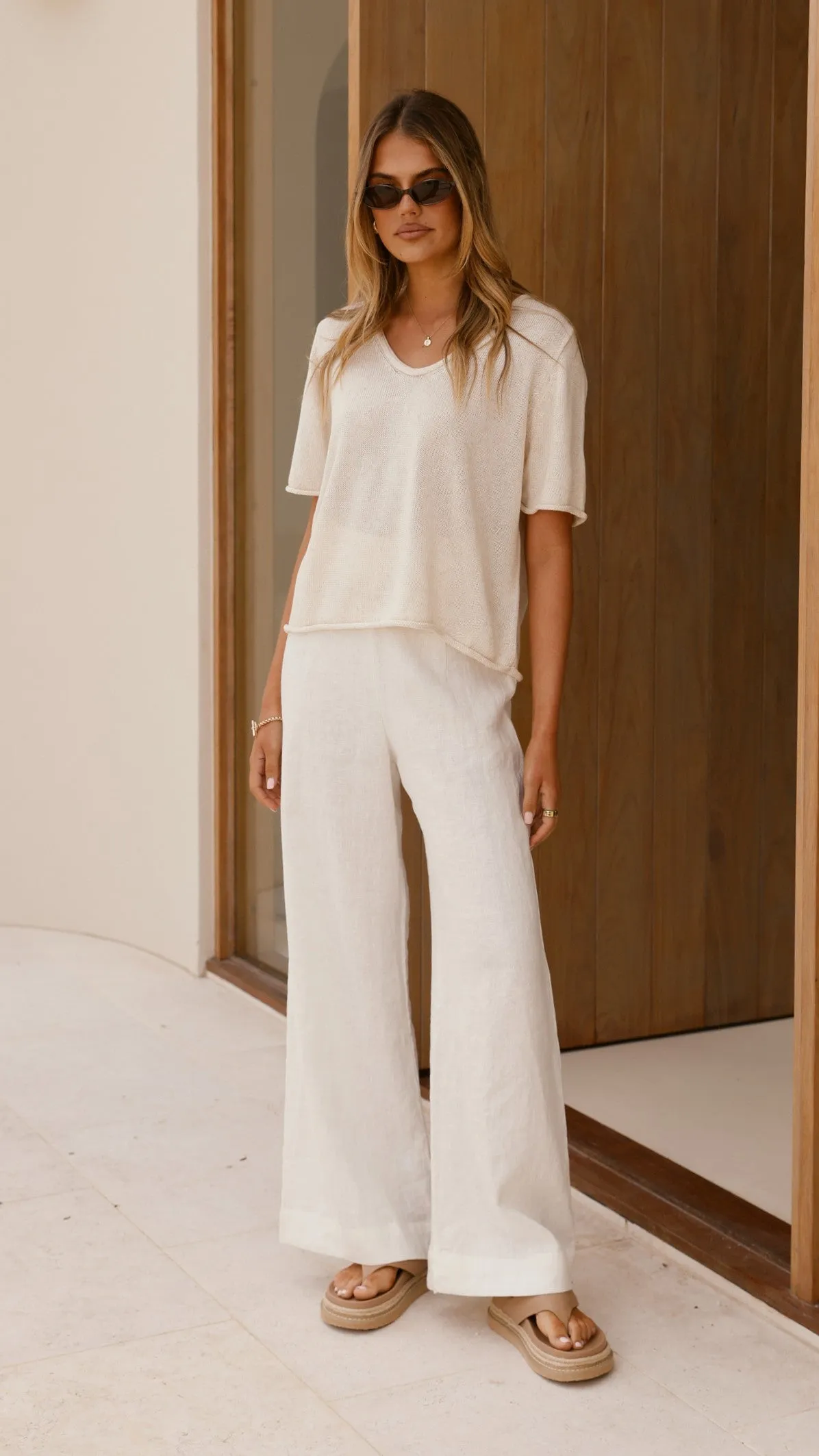 Spring Scoop Neck Tee - Natural