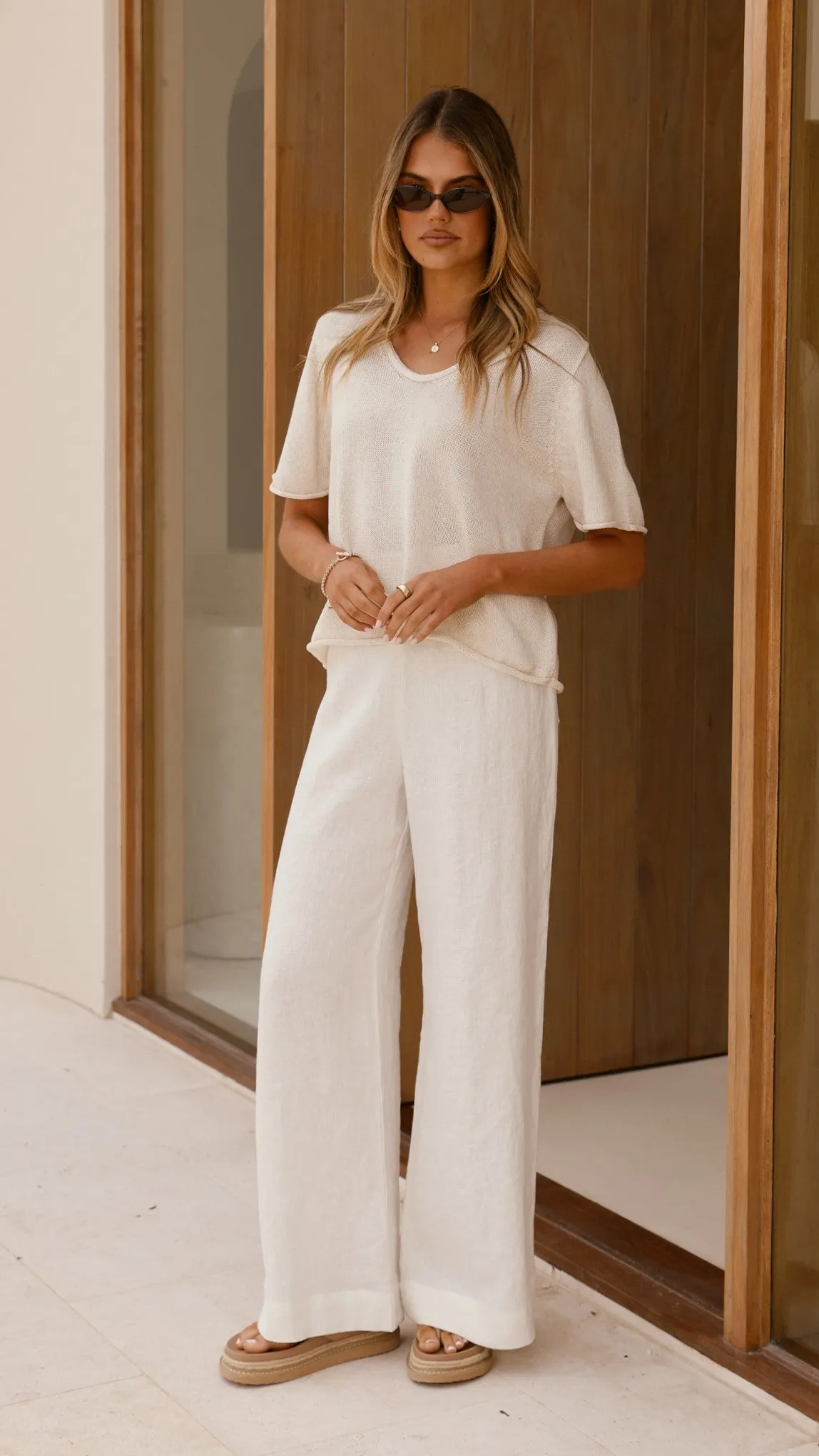 Spring Scoop Neck Tee - Natural