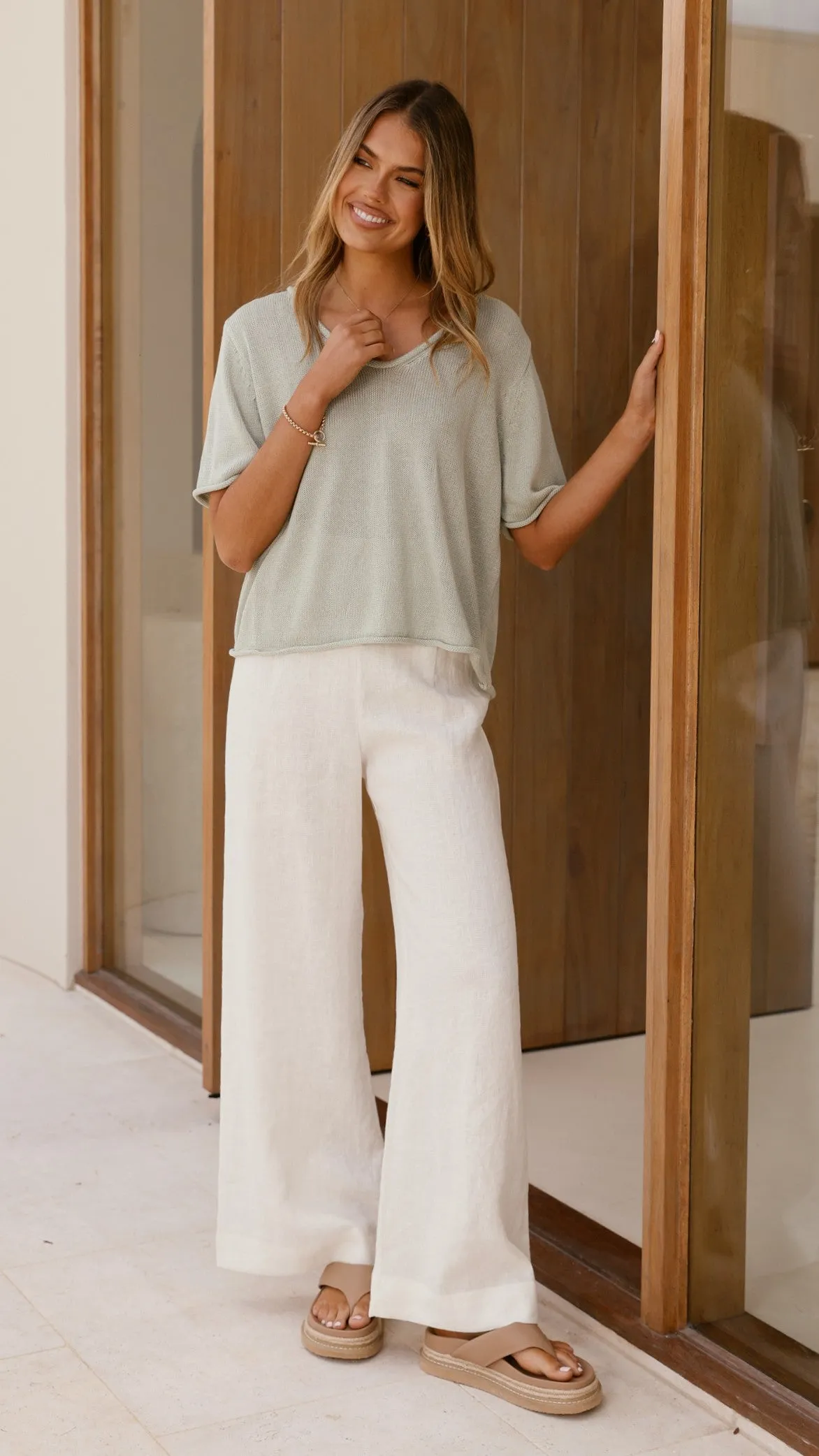 Spring Scoop Neck Tee - Sage