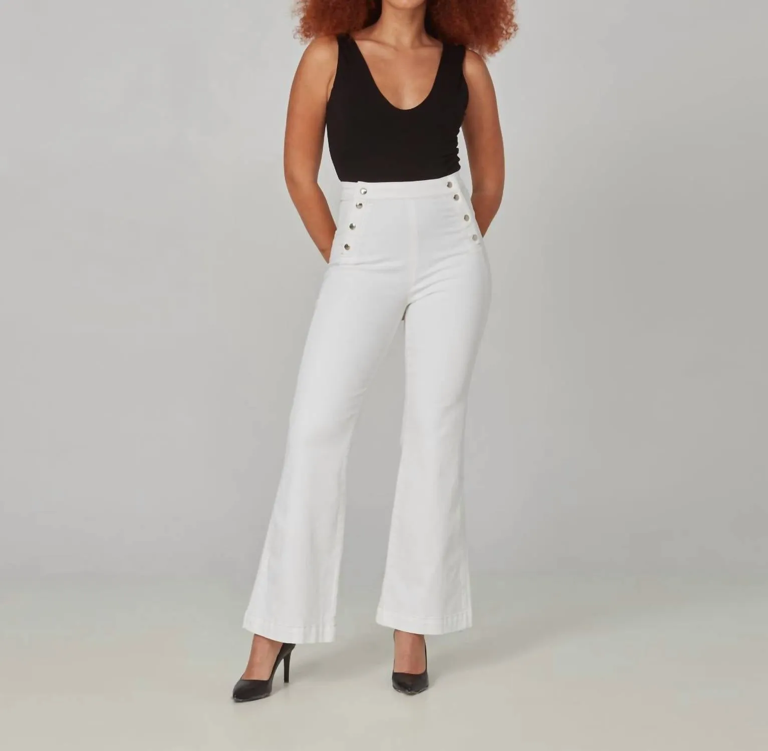 Stevie Ultra-High Rise Flare Jeans In White
