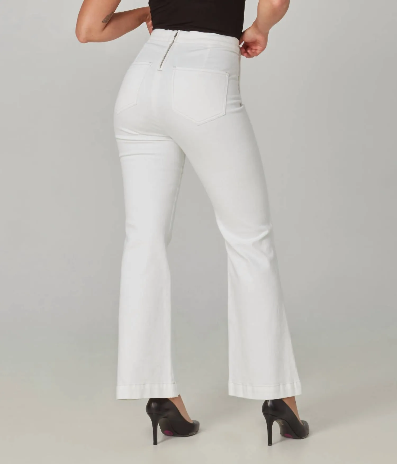 Stevie Ultra-High Rise Flare Jeans In White