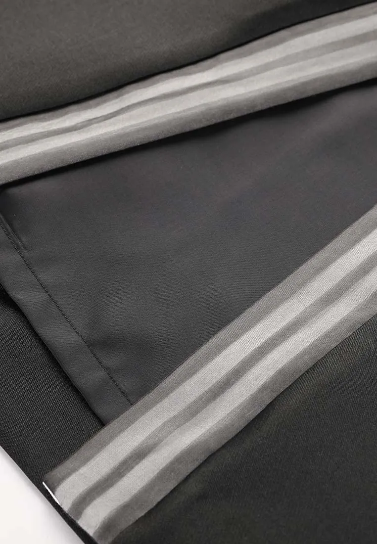 Stripe Detail Slit Black Skirt