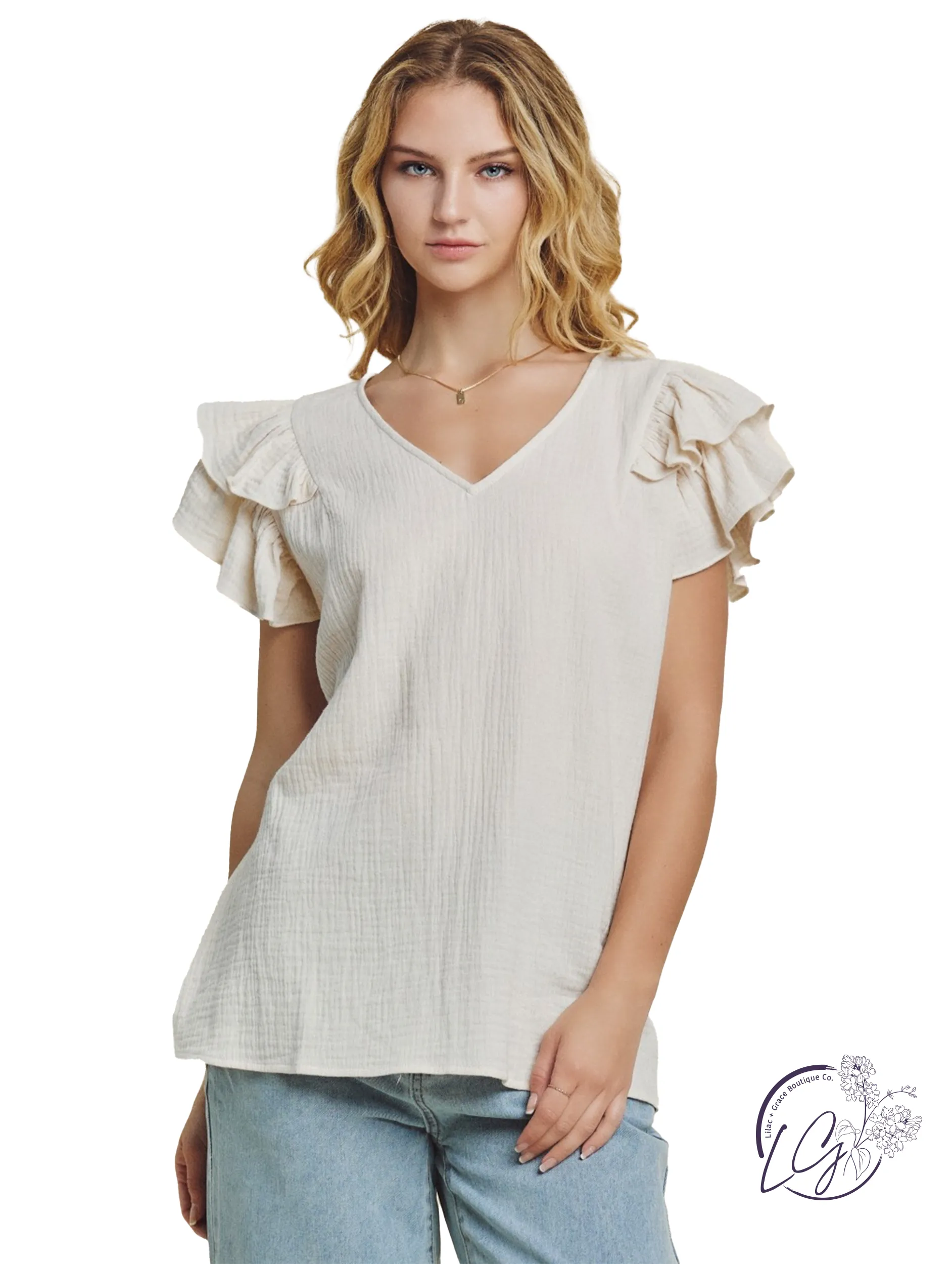 Sunday Brunch Ruffle Sleeve Blouse