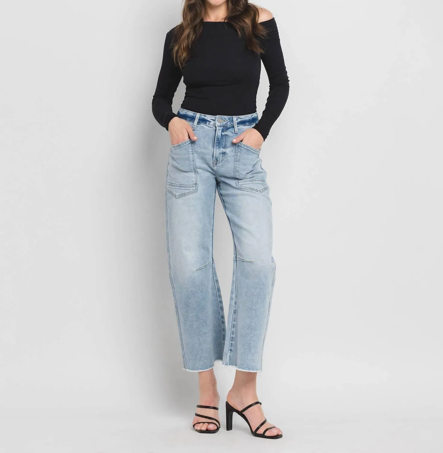 Super High Rise Barrel Jean In Blue