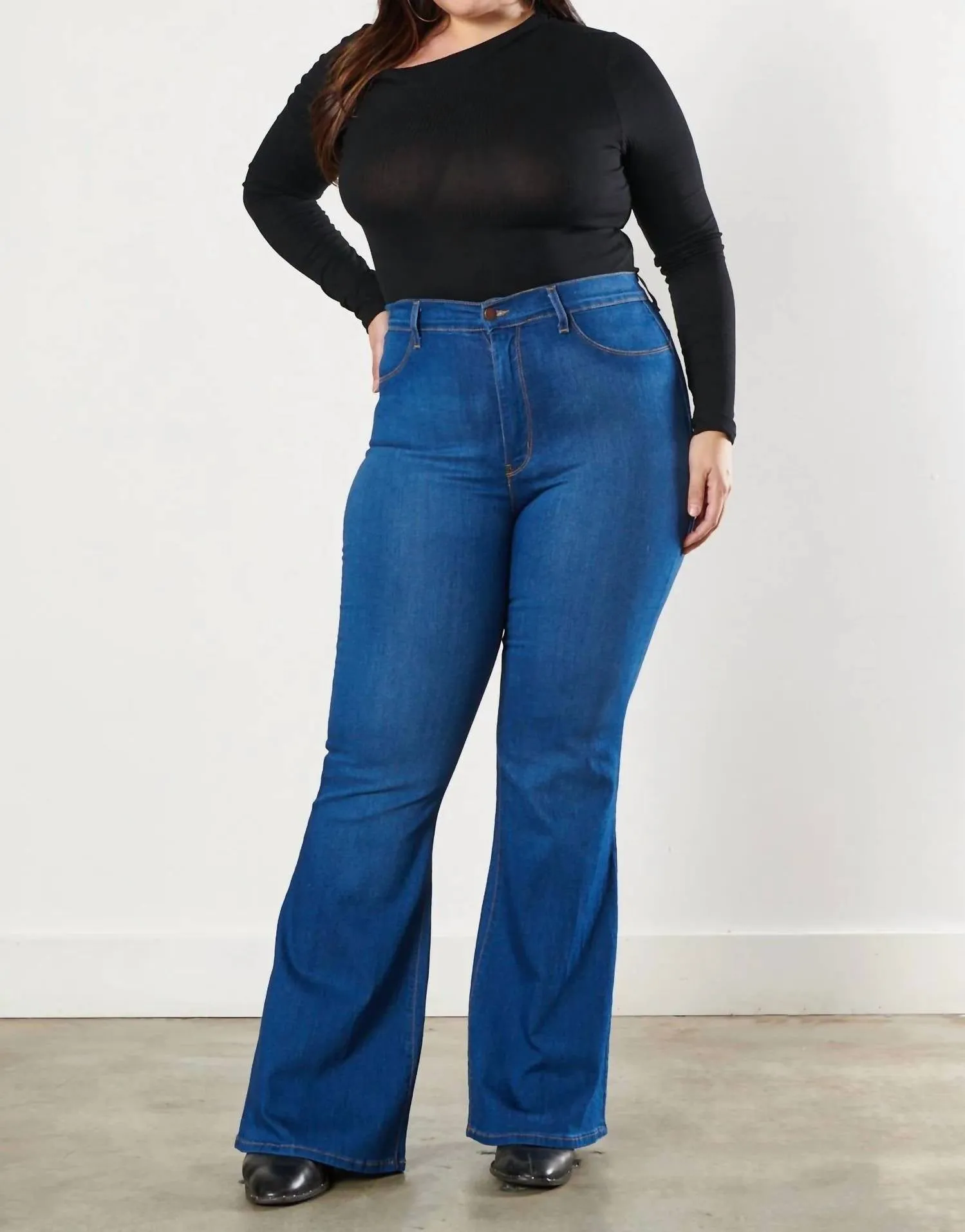Sweetheart Flare Jeans - Plus In Medium Stone