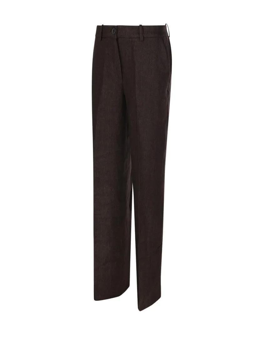 Tailored Brown Linen Pants