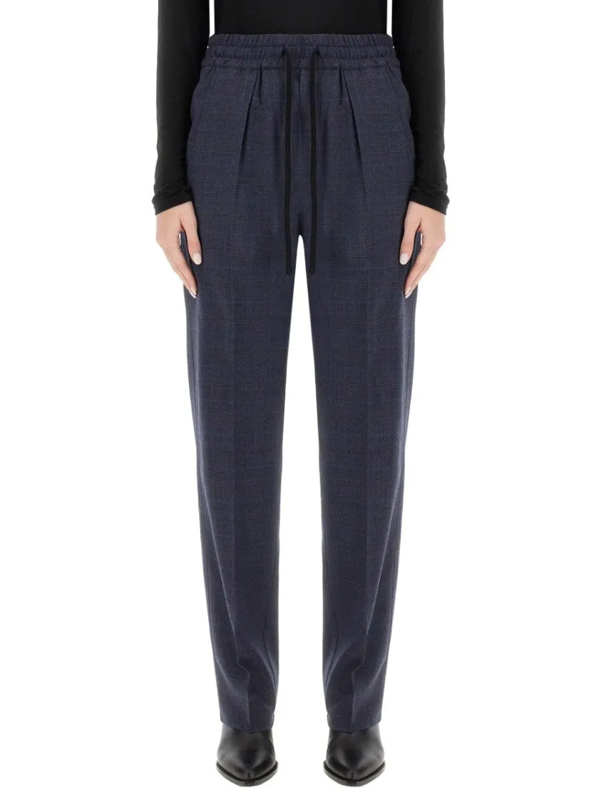 Tailored Wool Blend Pants With Subtle Check Pattern